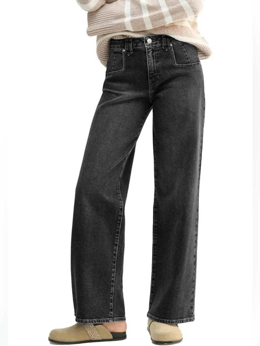 Emmiol Blackwash Baggy Leg Jeans